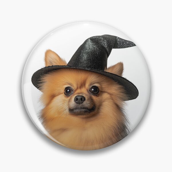 Item preview, Pomeranian Dog Wearing Halloween Witch Hat designed and sold by LazyOwlStore.