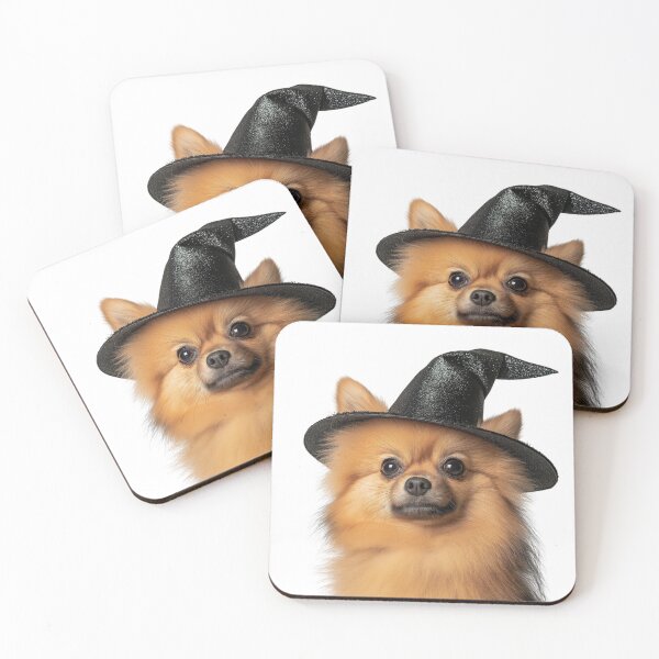 Item preview, Pomeranian Dog Wearing Halloween Witch Hat designed and sold by LazyOwlStore.
