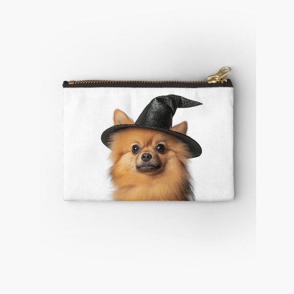 Item preview, Pomeranian Dog Wearing Halloween Witch Hat designed and sold by LazyOwlStore.