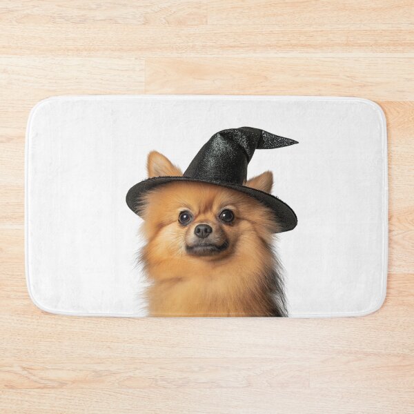 Item preview, Pomeranian Dog Wearing Halloween Witch Hat designed and sold by LazyOwlStore.