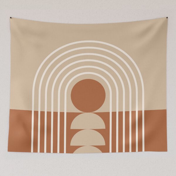 Item preview, Sunrise Sunset Midcentury Modern Geometric Abstract 10 in Brown Beige designed and sold by nineFlorals.