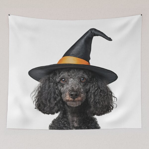 Item preview, Poodle dog Wearing Halloween Witch Hat designed and sold by LazyOwlStore.