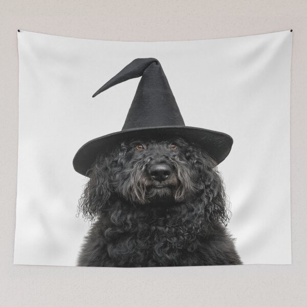 Item preview, Komondor Dog Wearing Halloween Witch Hat designed and sold by LazyOwlStore.