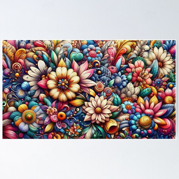 Aperçu de l'œuvre Conception florale artistique Doodle ! créée et vendue par sks-ai-artist.