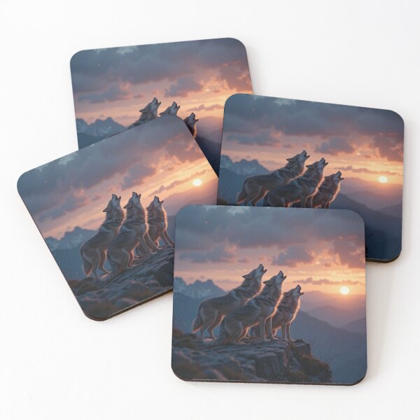 Item preview, Three wolves stand on a rocky cliff designed and sold by InezPhotography.