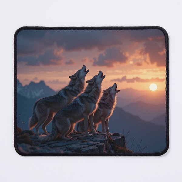 Item preview, Three wolves stand on a rocky cliff designed and sold by InezPhotography.