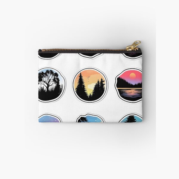 Item preview, Colorful and outlined sticker pack in adventure style featuring forest, lake sunset, tree sunrise, and vibrant cartoon elements designed and sold by ArtPetrenko90.