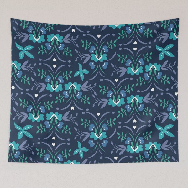 Item preview, Stylized flowers blue designed and sold by Karin Schön.