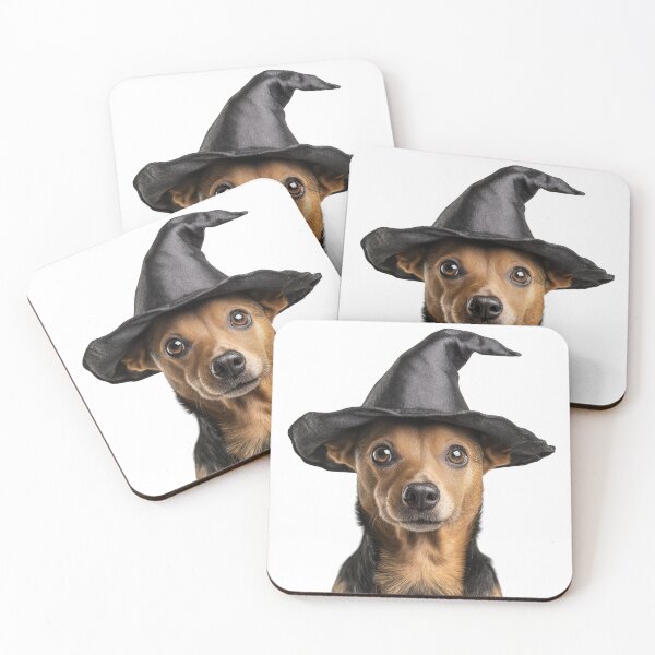 Item preview, Portuguese Podengo Pequeno dog Wearing Halloween Witch Hat designed and sold by LazyOwlStore.