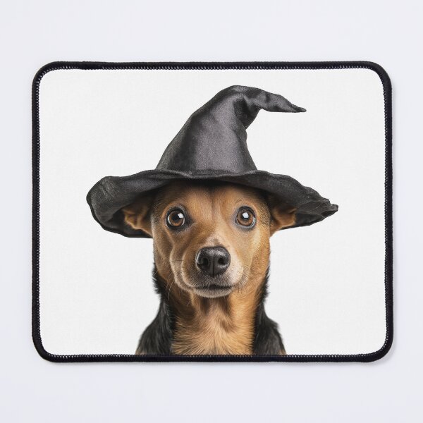 Item preview, Portuguese Podengo Pequeno dog Wearing Halloween Witch Hat designed and sold by LazyOwlStore.