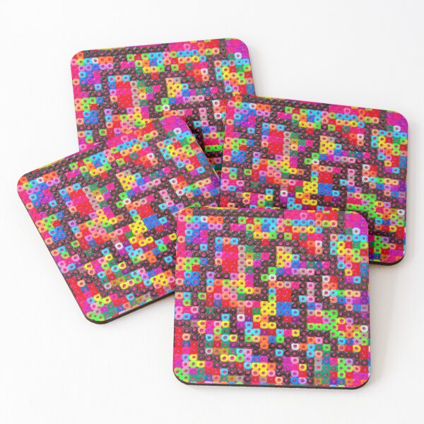 Item preview, Pixel Beads – Colorful Iron-On Beads – Neon Style (Cerise Pink) designed and sold by Vision Illustrated.