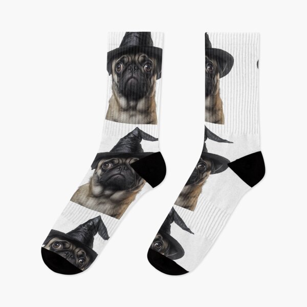 Item preview, Pug dog Wearing Halloween Witch Hat designed and sold by LazyOwlStore.