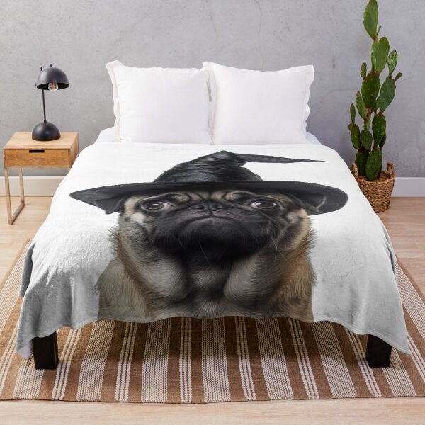 Item preview, Pug dog Wearing Halloween Witch Hat designed and sold by LazyOwlStore.