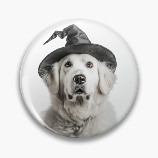 Item preview, Kuvasz Dog Wearing Halloween Witch Hat designed and sold by LazyOwlStore.