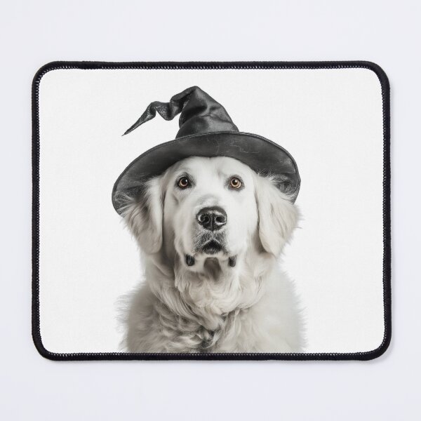Item preview, Kuvasz Dog Wearing Halloween Witch Hat designed and sold by LazyOwlStore.