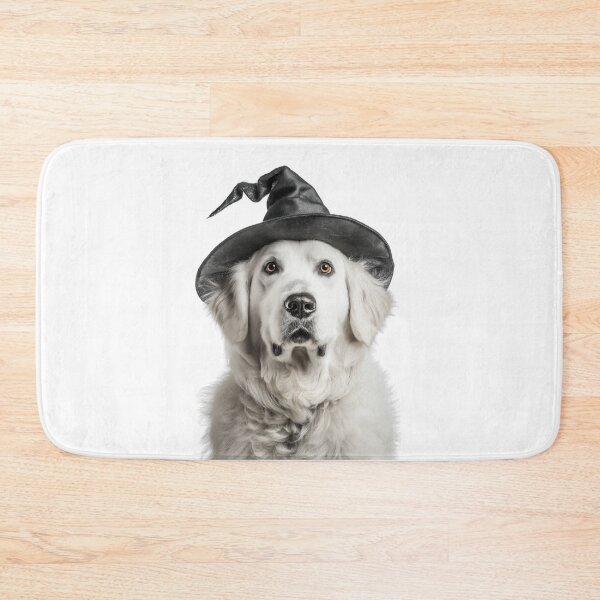 Item preview, Kuvasz Dog Wearing Halloween Witch Hat designed and sold by LazyOwlStore.