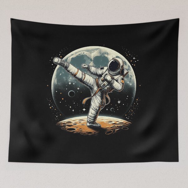 Item preview, Astronaut Doing Taekwondo Kick Martial Art designed and sold by Kimberley King Art  King Art.