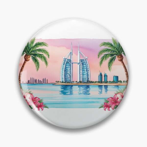 Item preview, Manama Bahrain Watercolor Mug - Tropical Icon Skyscraper and Palm Trees designed and sold by StormArte.