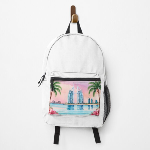 Item preview, Manama Bahrain Watercolor Mug - Tropical Icon Skyscraper and Palm Trees designed and sold by StormArte.