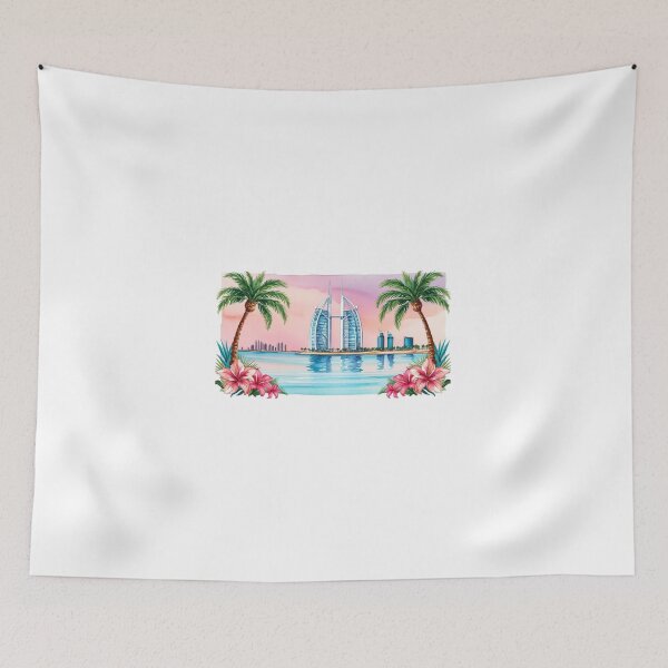 Item preview, Manama Bahrain Watercolor Mug - Tropical Icon Skyscraper and Palm Trees designed and sold by StormArte.