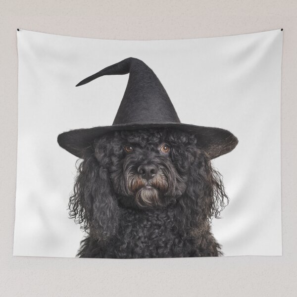 Item preview, Puli dog Wearing Halloween Witch Hat designed and sold by LazyOwlStore.