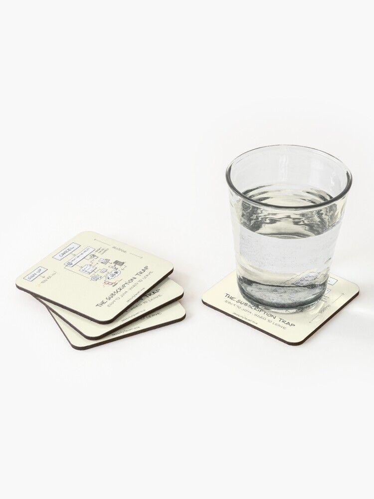 Thumbnail 2 of 5, Coasters (Set of 4), The Subscription Trap designed and sold by sketchplanator.