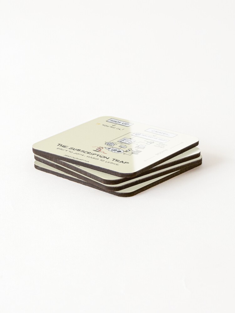 Thumbnail 4 of 5, Coasters (Set of 4), The Subscription Trap designed and sold by sketchplanator.