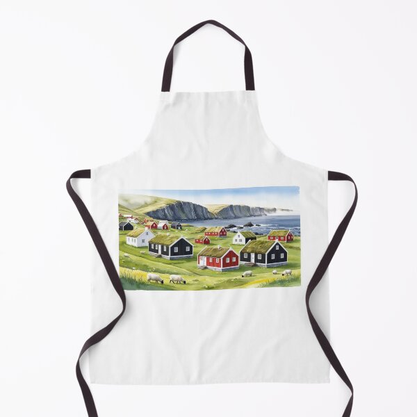 Item preview, Watercolor Faroe Islands - Nordic Village with Colorful Houses and Sheep designed and sold by StormArte.