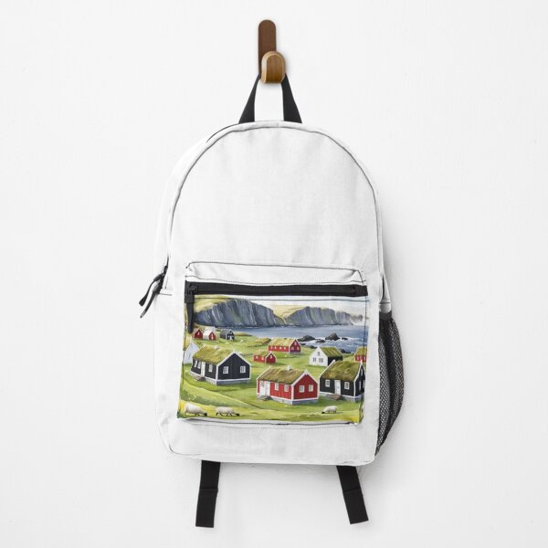 Item preview, Watercolor Faroe Islands - Nordic Village with Colorful Houses and Sheep designed and sold by StormArte.