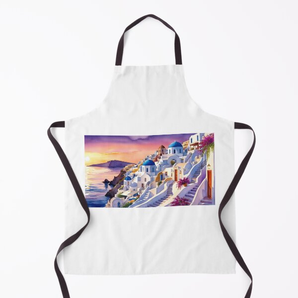 Item preview, Watercolor Santorini Greece - Romantic Sunset and Blue Domes designed and sold by StormArte.