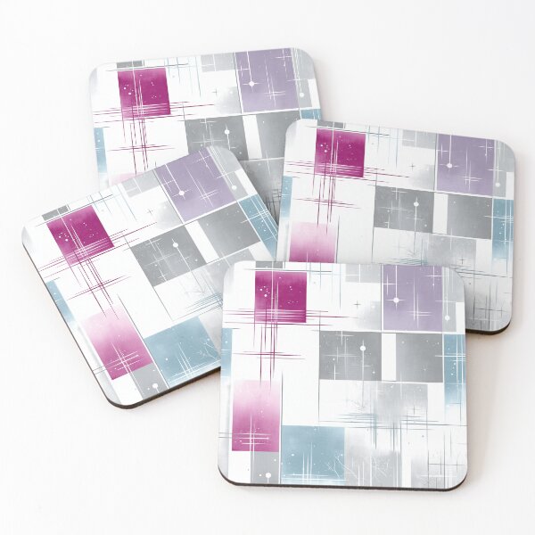 Item preview, Ethereal Pastel Grids with Mauve, Silver, and Blue Mesh designed and sold by Moisky Patterns.