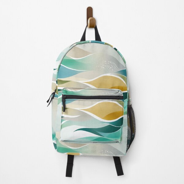 Item preview, Ethereal Flowing Waves in Teal, Gold, and Cream designed and sold by Moisky Patterns.