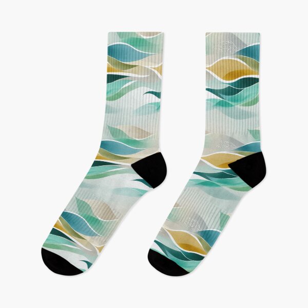 Item preview, Ethereal Flowing Waves in Teal, Gold, and Cream designed and sold by Moisky Patterns.
