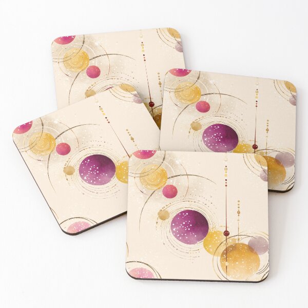 Item preview, Ethereal Orbits with Gold and Magenta Celestial Spheres designed and sold by Moisky Patterns.