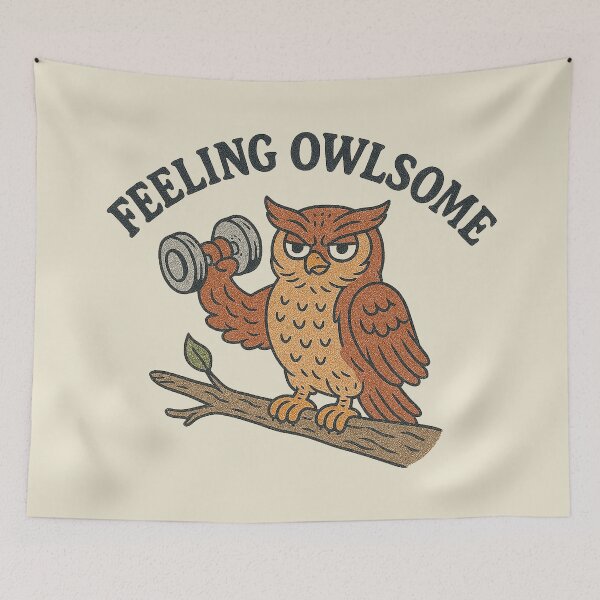 Item preview, Feeling Owlsome Weightlifting Owl designed and sold by zzz888.
