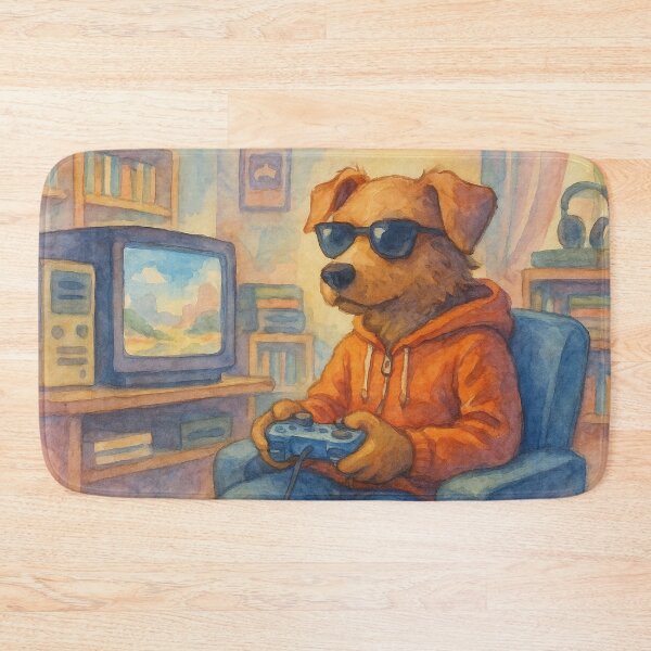 Item preview, funny dog on the games console designed and sold by Mauswohn.