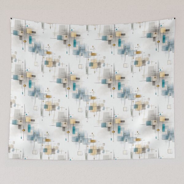 Item preview, Ethereal Geometric Mesh with Teal, Gold, and Gray Accents designed and sold by Moisky Patterns.