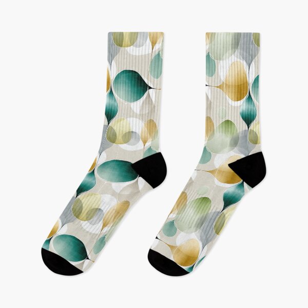 Item preview, Ethereal Organic Mesh with Teal, Gold, and Cream Shapes designed and sold by Moisky Patterns.