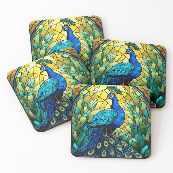 Item preview, Stained Glass Peacock – Majestic Garden Radiance designed and sold by SuperNovaDesigns.