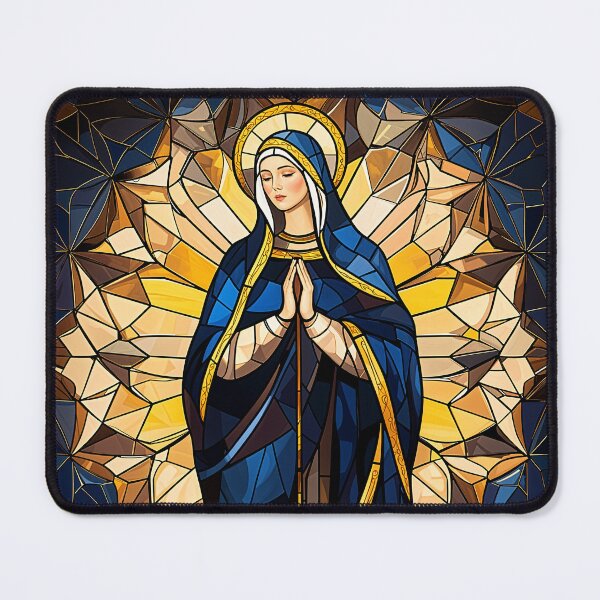 Item preview, Stained Glass Virgin Mary – Holy Serenity in Blue designed and sold by SuperNovaDesigns.