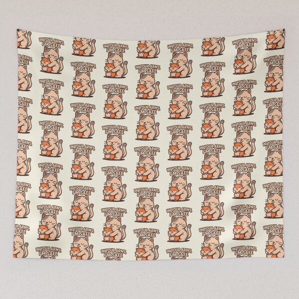 Item preview, In Your Arms, I’m Safe – Cute Gray and White Cat Hugging Hamster designed and sold by Kalaidax.