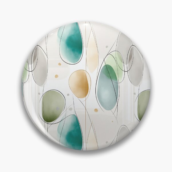 Item preview, Ethereal Organic Lines with Teal, Olive, and Beige Shapes designed and sold by Moisky Patterns.