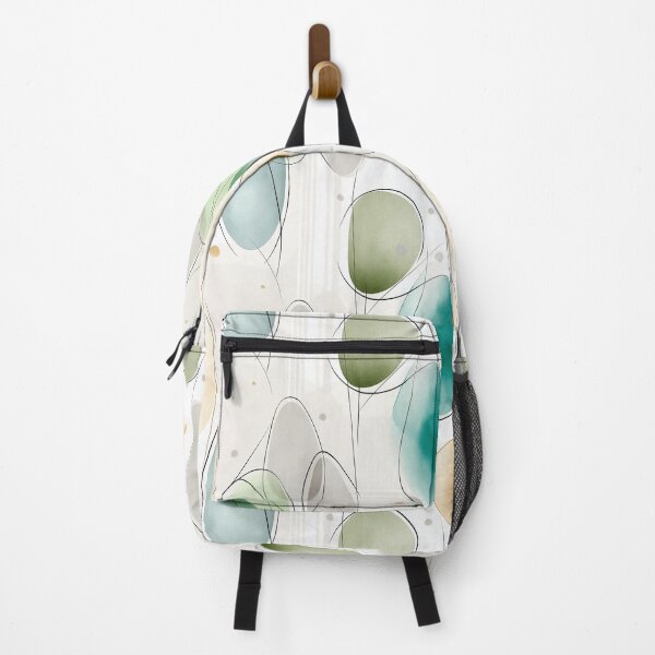 Item preview, Ethereal Organic Lines with Teal, Olive, and Beige Shapes designed and sold by Moisky Patterns.