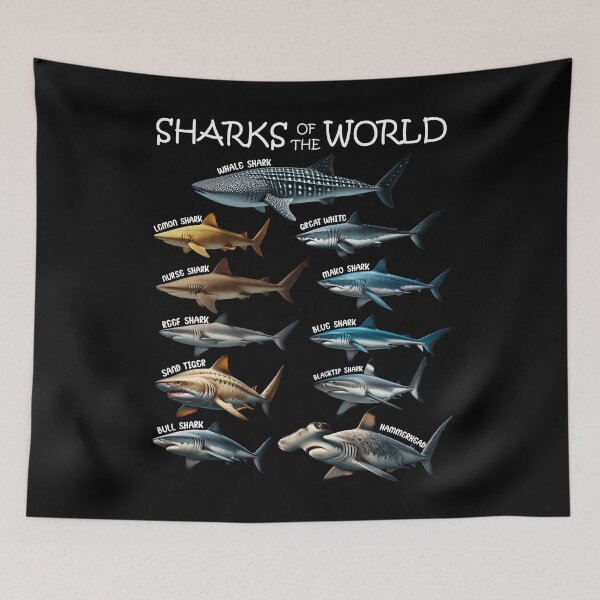 Item preview, Sharks of the World Animal Lover designed and sold by Kimberley King Art  King Art.