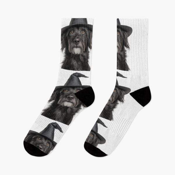Item preview, Pyrenean Shepherd dog Wearing Halloween Witch Hat designed and sold by LazyOwlStore.