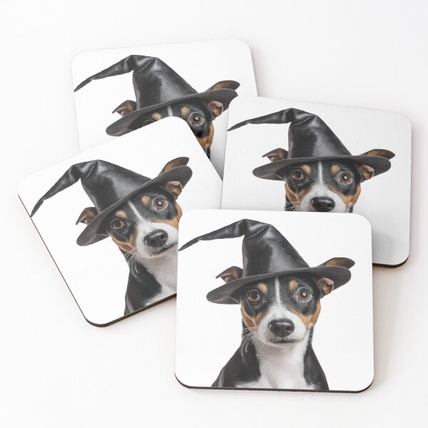 Item preview, Rat Terrier dog Wearing Halloween Witch Hat designed and sold by LazyOwlStore.