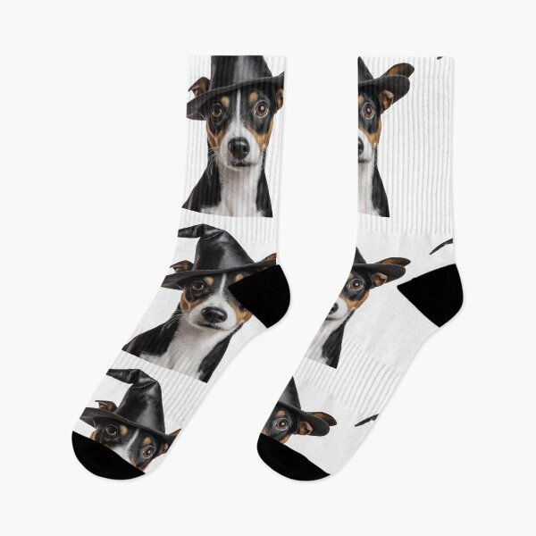 Item preview, Rat Terrier dog Wearing Halloween Witch Hat designed and sold by LazyOwlStore.