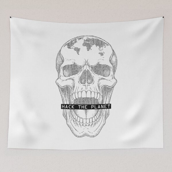 Item preview, Hack The Planet Earth Skull Binary Computer Code Hacker designed and sold by GrandeDuc.