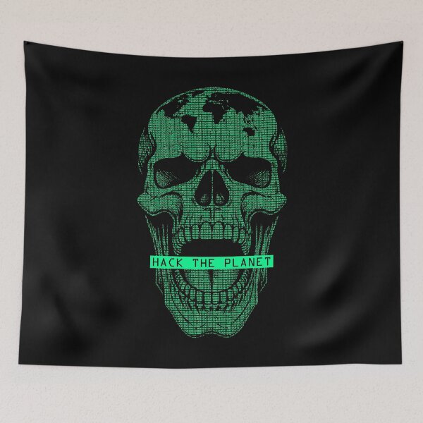 Item preview, Hack The Planet Earth Skull Binary Computer Code Hacker designed and sold by GrandeDuc.