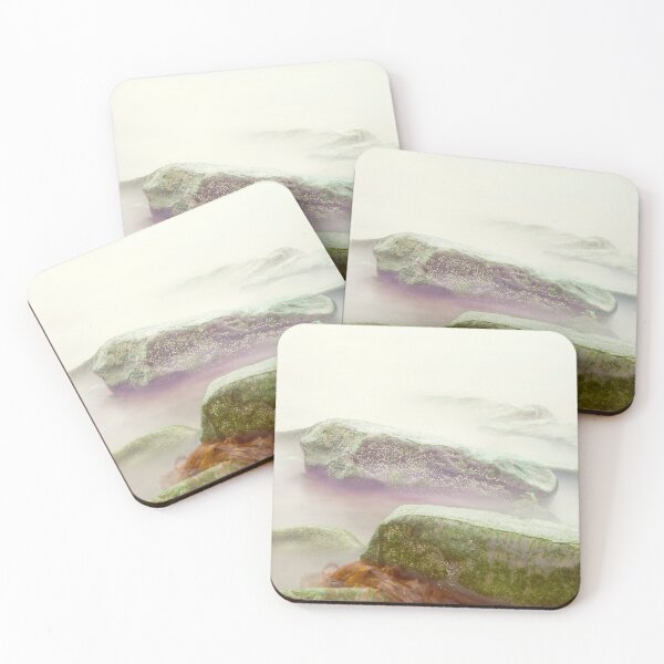 Item preview, Misty Seawater Over Seaweed Beach Rocks designed and sold by NJCArtPhoto.